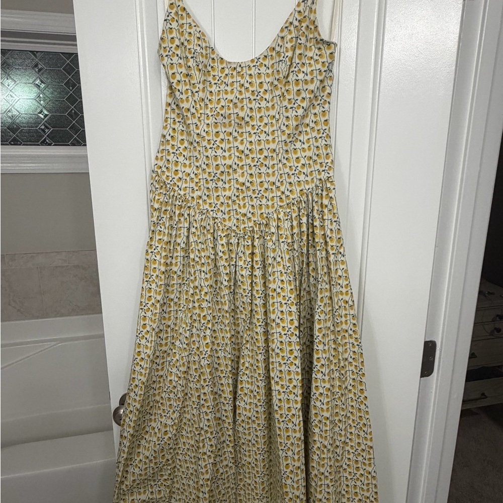 Staud Dena Yellow Lemon Print Maxi Dress - Size 10 - Picture 4 of 10